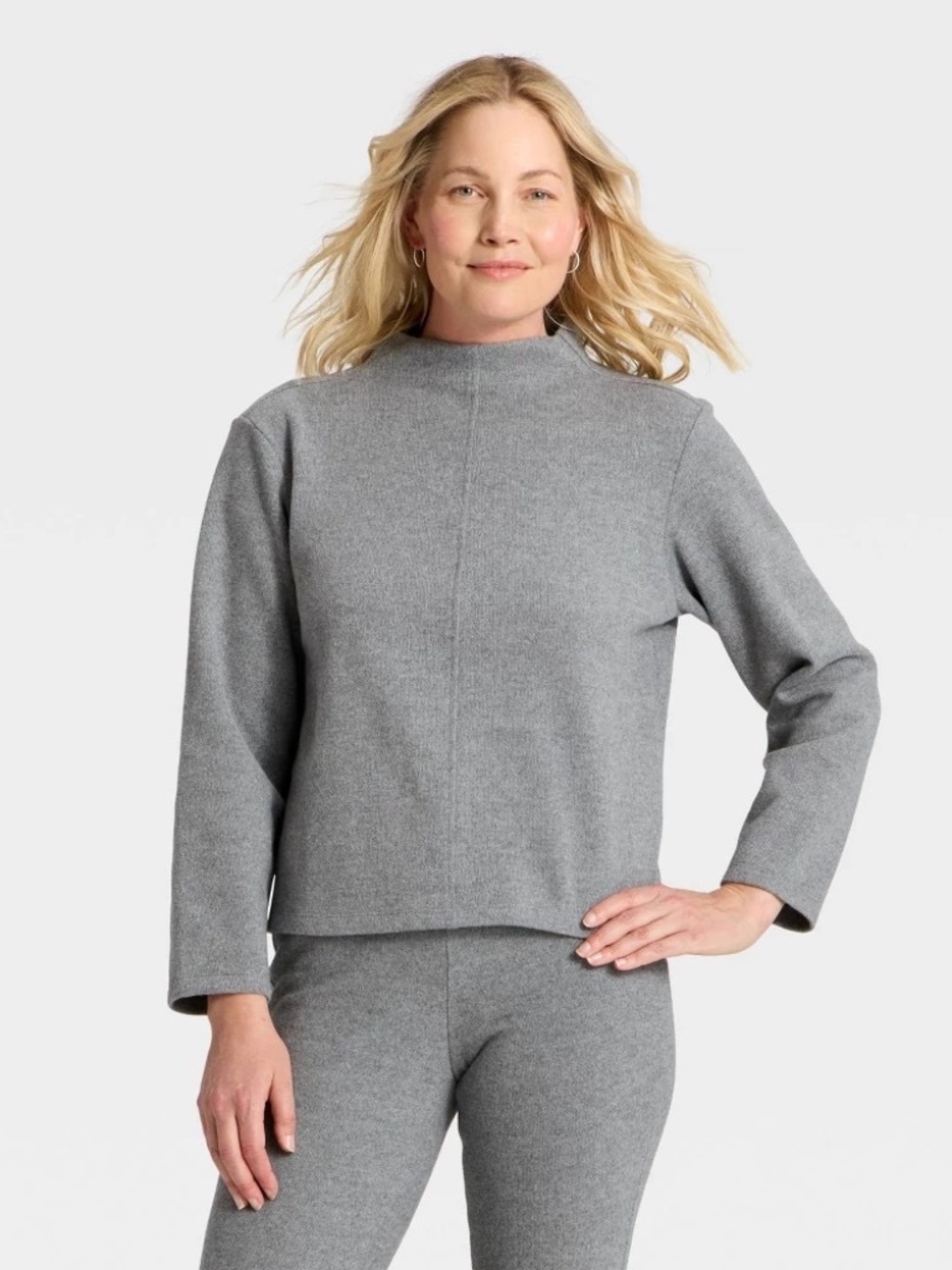 Women's Long Sleeve Brushed Mockneck Top